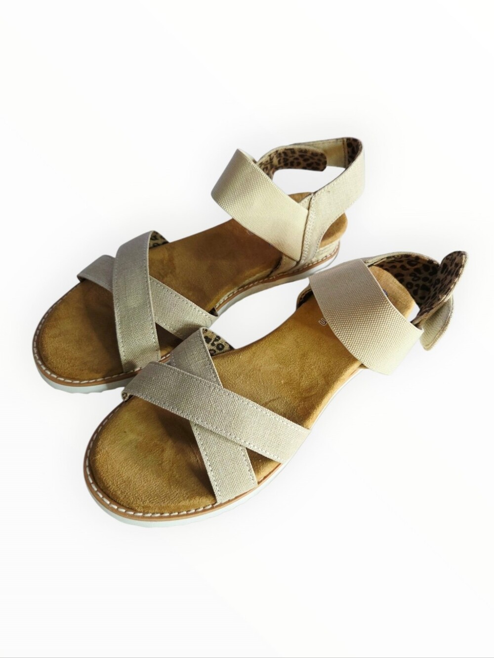 Bobs Sketchers Memory Foam Neutral Strappy Comfort Sandals 8.5